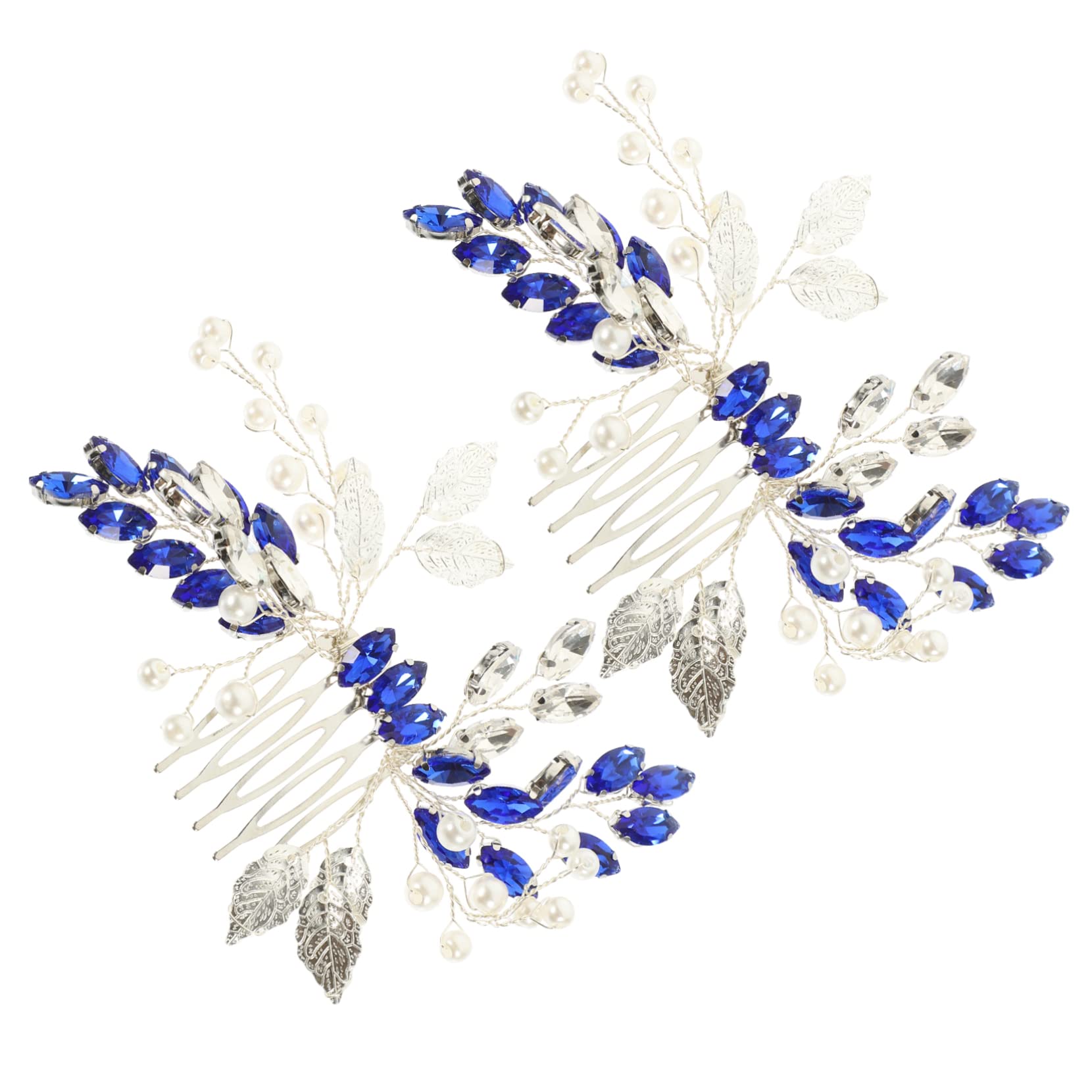 POPETPOP 8 Piezas Tocados De Novia Accesorio Para El Cabello Para Mujer Accesorios Para El Cabello De Boda os Para El Azul Peine Hoja De Plata Europeo y Americano Metal
