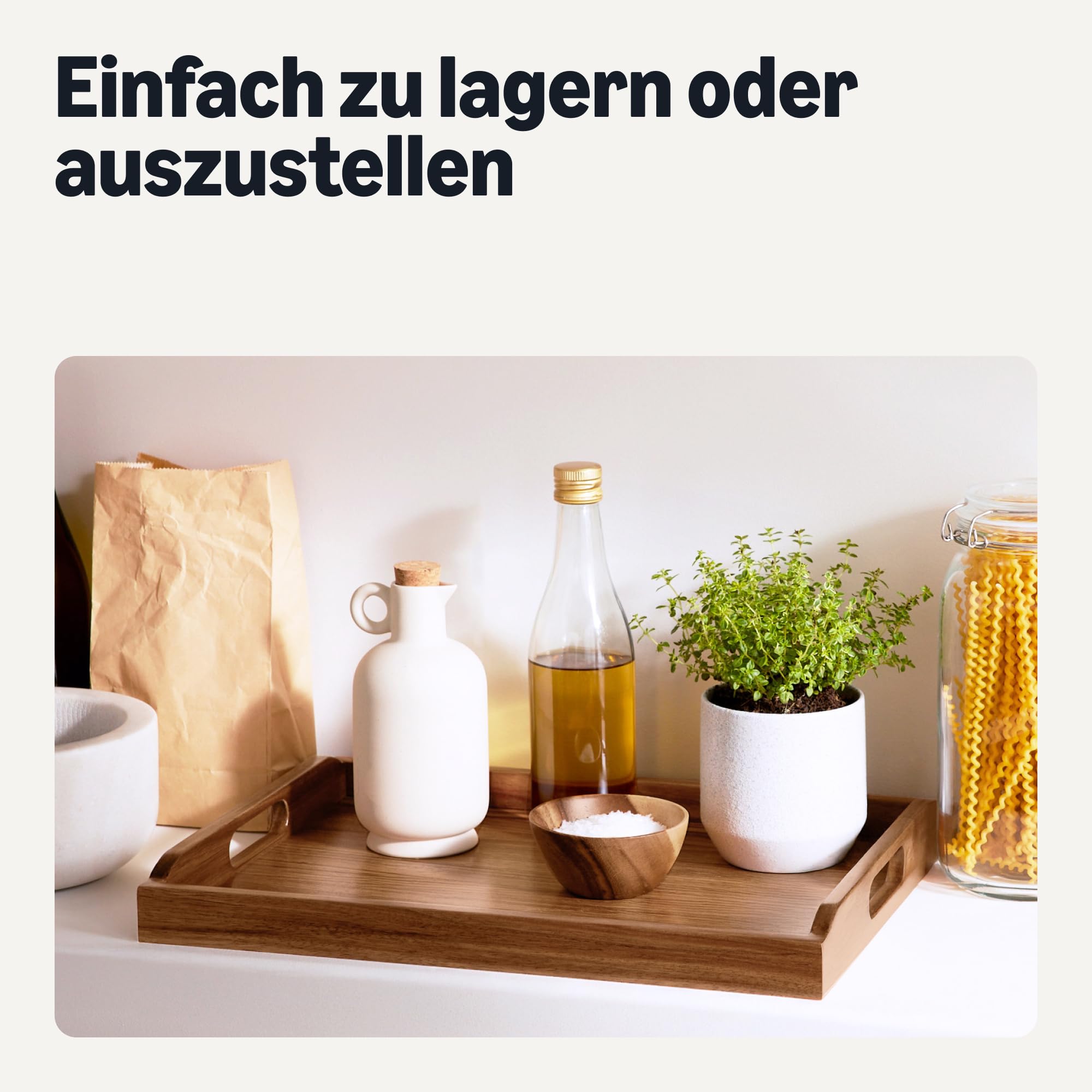 Amazon Basics Serviertablett aus Holz, Akazienholz, 43,2cm x 30,5cm