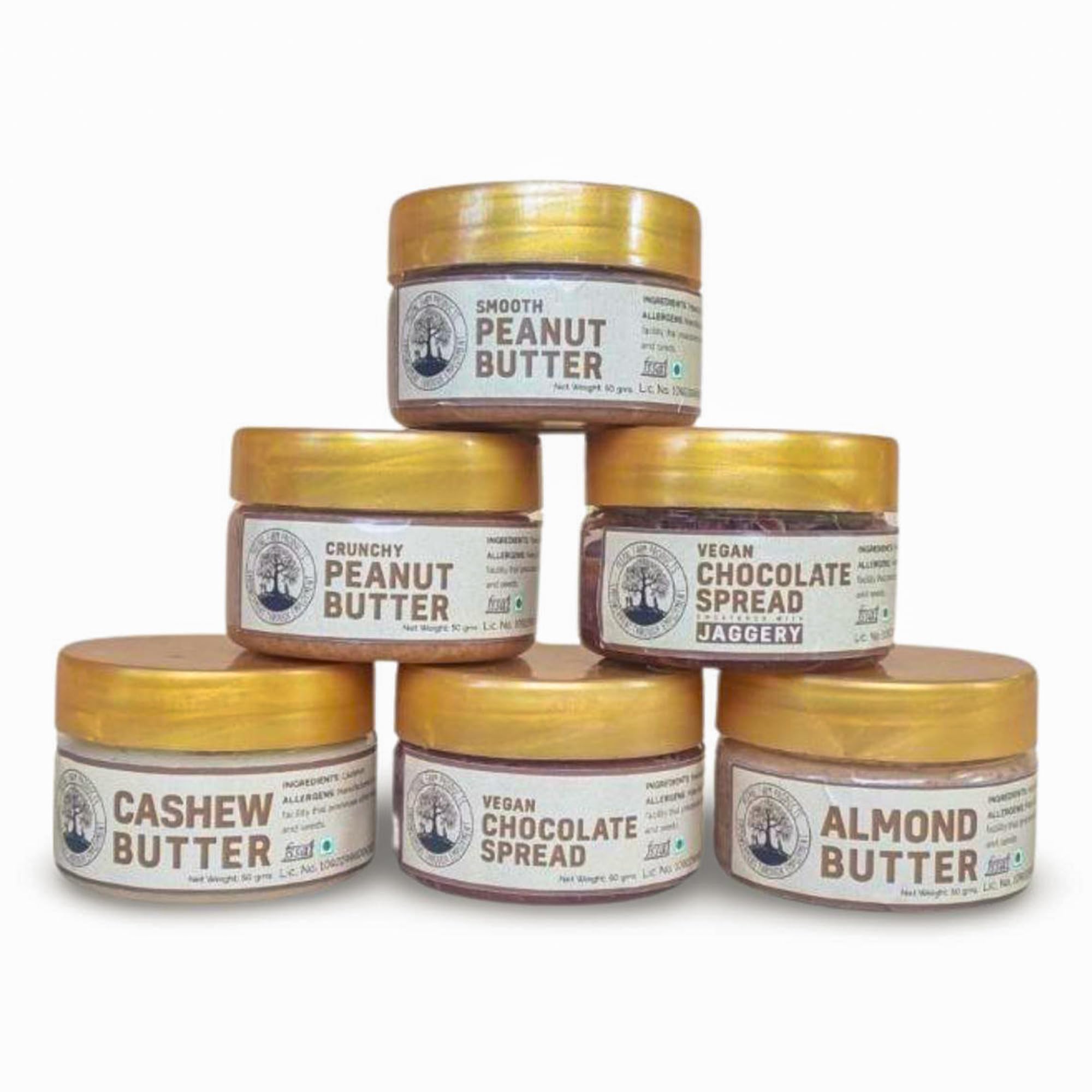 Peepal Farm Handmade Vegan Nut Butters & Spreads Trail Pack of 6 (50 grams each) | Crunchy & Smooth Peanut Butter | Almond Butter | Cashew Butter | Chocolate Spreads | No Preservatives (B0B9466HGX) Amazon Price History, Amazon Price Tracker