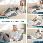 Shinnwa Oreiller à lame de genou avec plateau en mousse de mémoire réglable, soutien de l'élévation des jambes post-chirurgie et soulagement de la douleur, oreiller à la pointe du lit pour le sommeil, les jambes et le bas du dos