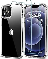 Vista 17 de HOOMIL Funda para iPhone 12/iPhone 12 Pro con 2 protectores de pantalla de vidrio templado, sin amarillamiento, protección contra caídas, arañazos