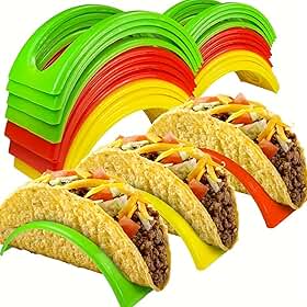 Suportes coloridos para tacos 12/18 peças – Material PP durável, adequado para conchas macias ou duras – Ideal para uso doméstico e em restaurantes