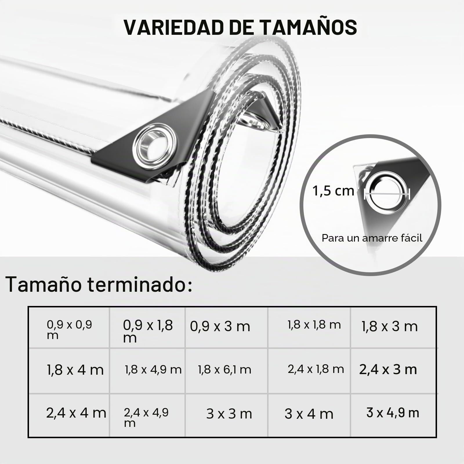 Lona Transparente Impermeable con Ojales de 2 x 1 m, Lona de ProteccióN Toldo Reforzado PVC, Multiusos Lonas Transparente Resistente Proteccin para Exterior Muebles Jardn Plantas (3X4)