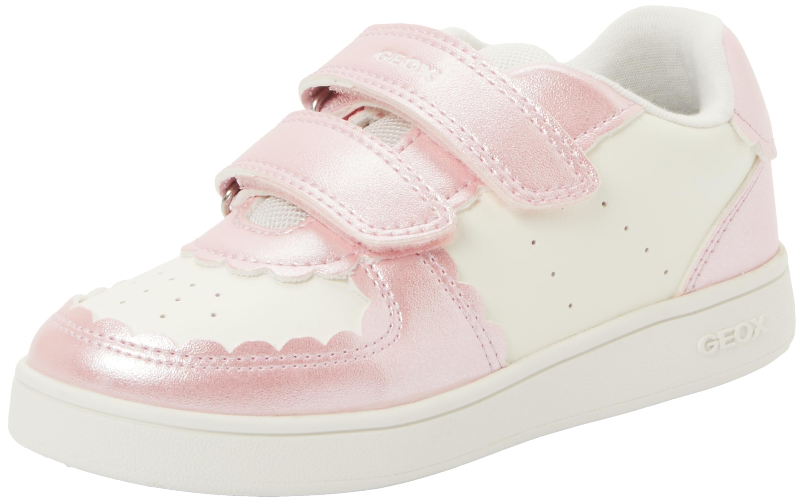 Geox Ecylpyer Breathable Trainers With Touch 'N' Close Fastening White/Pink Size 27 Kids