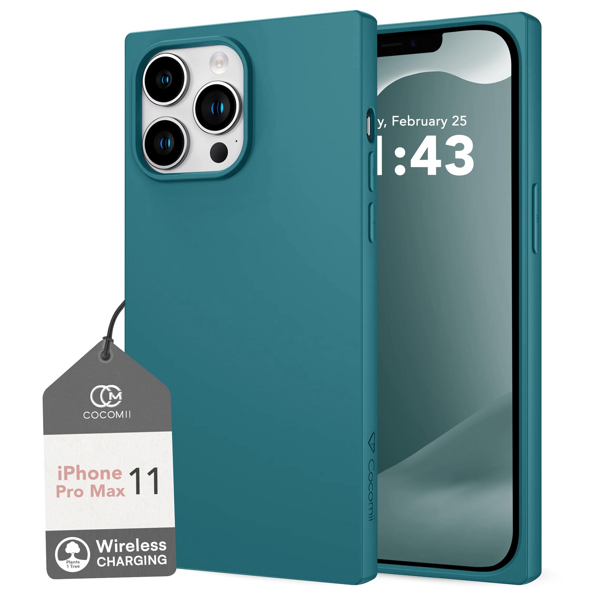 Coque carrée silicone iPhone 11 Pro Max fine mate verte polyuréthane