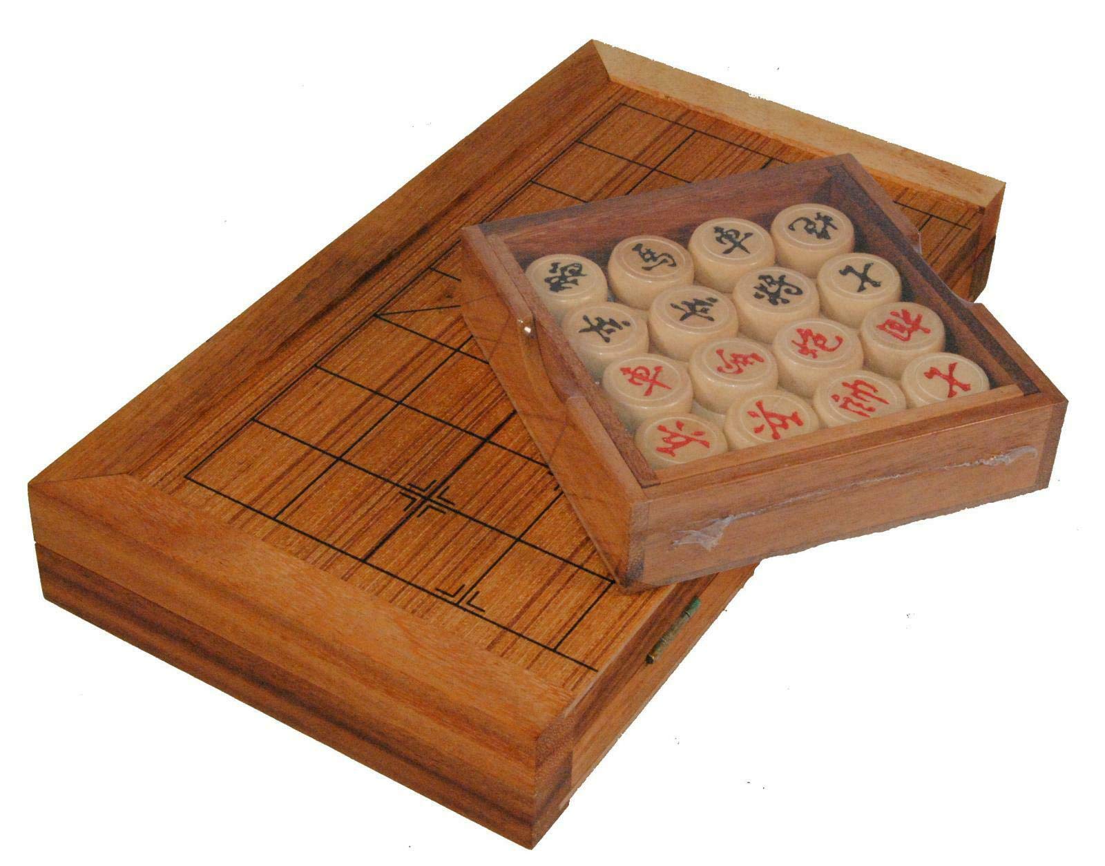 Terrapin Trading Set di scacchi cinesi in legno Rainwood in scatola di legno con bordo
