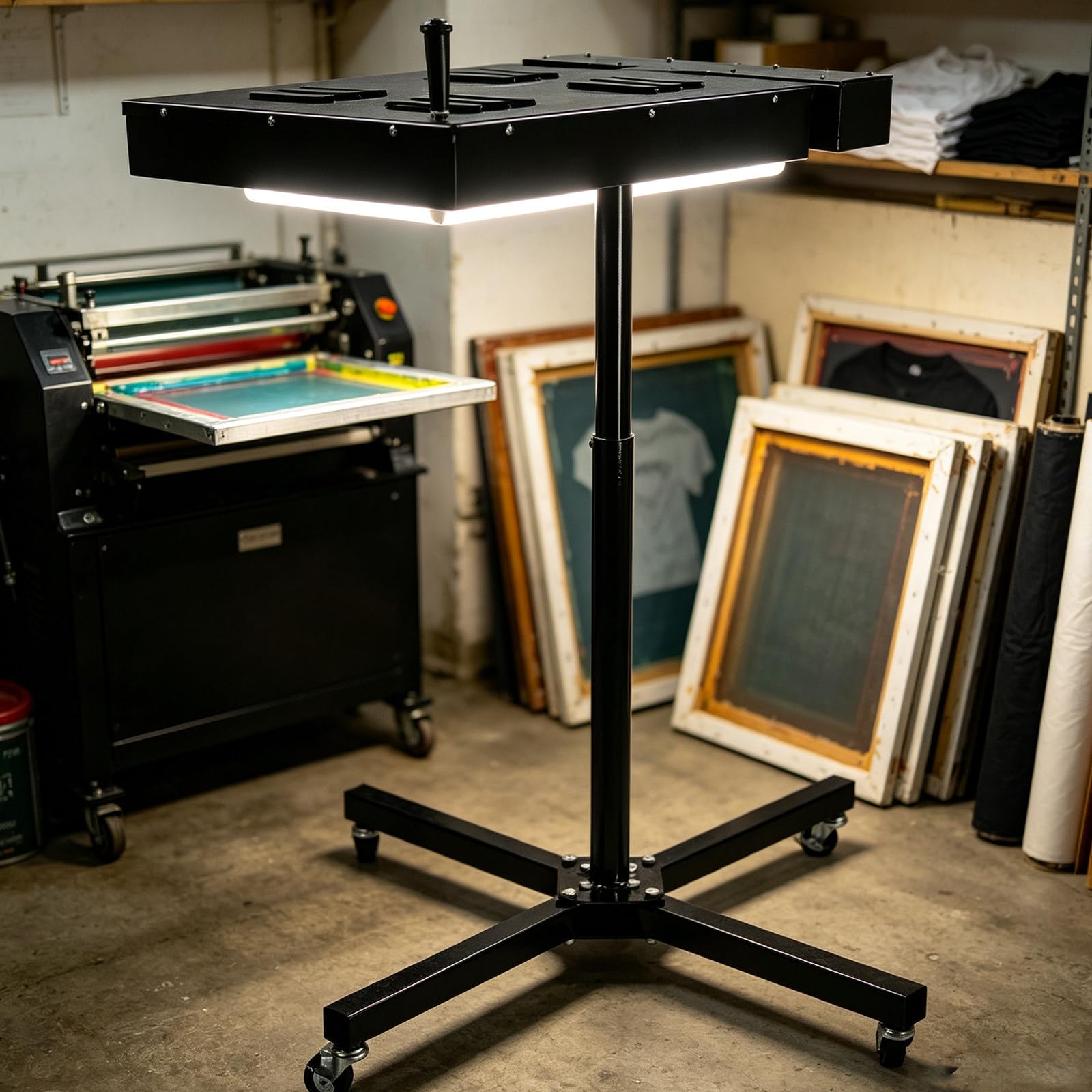 Höhenverstellbarer Flash-Trockner Für Den Siebdruck, Elektrischer Schaltkasten, T-Shirt-Aushärtungsständer Mit Beweglichen Rollen, Hochbelastbarer Stahl, Einfache Installation 16×16in