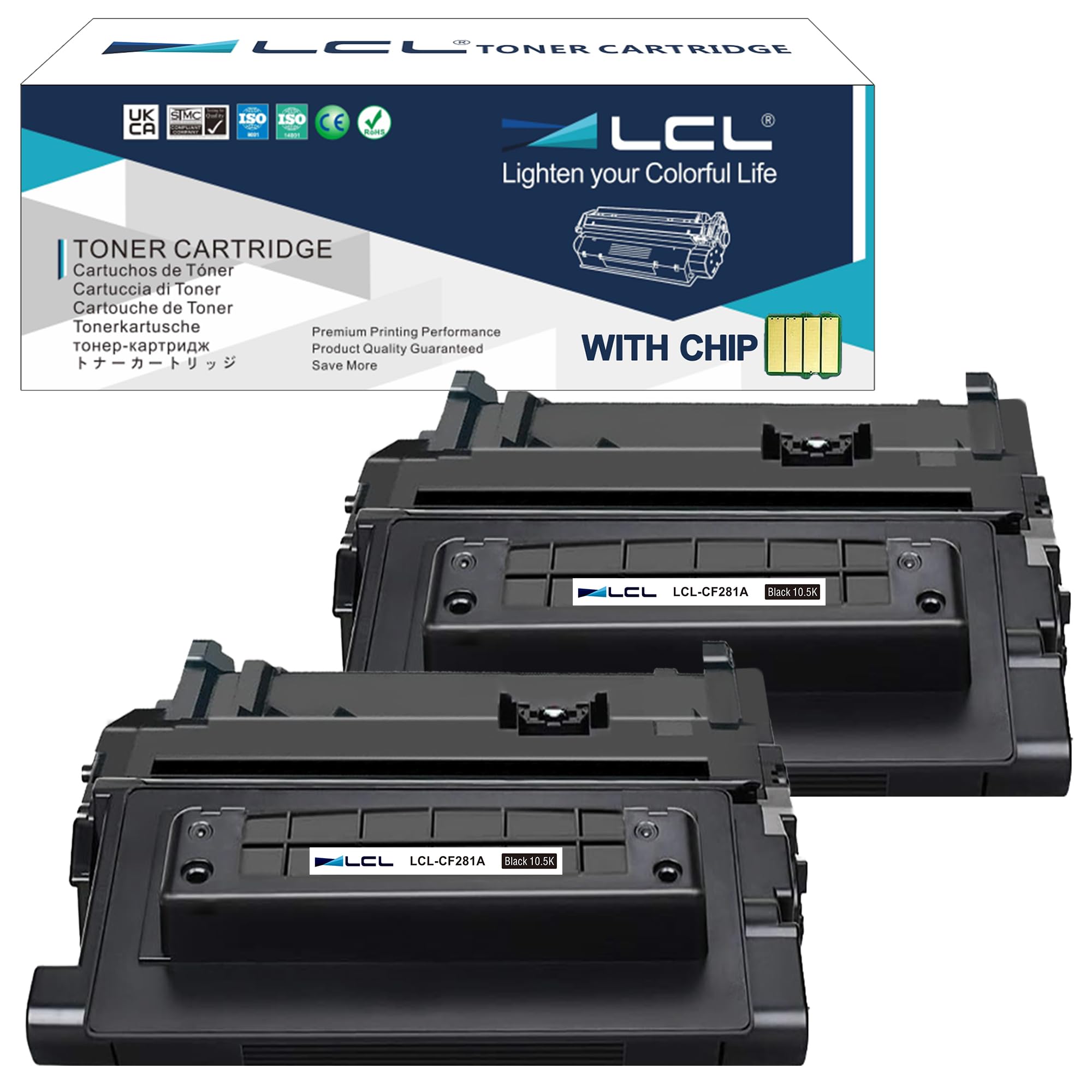 LCL CF281A 81A Black Toner Cartridge 2-Pack Replacement for HP Enterprise MFP M604 M604n M604dn M605 M605n M605dn M605dh M606 M606dn M606x M630 M630dn