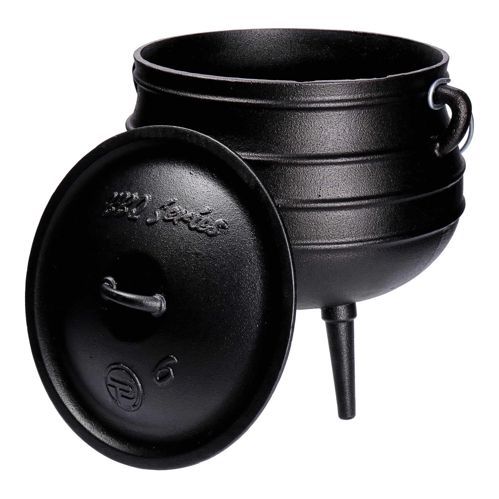 TP BBQ Potjie Hervidor de fuego sudafricano de hierro fundido, horno holandés con tapa y pies, cacerola para cocer, cocinar como accesorio de camping para cocinar al aire libre, aprox. 14 litros