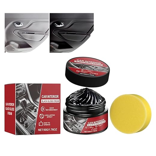 Premium Interior Restorer - Vehicle Upholstery Care Solution, 50g Leather Seat Glossy with Shine, Dashboard Cover Remedy with Ease, Car Detailing Accessory, Cleaner for SUV, Sedan, RV, Door