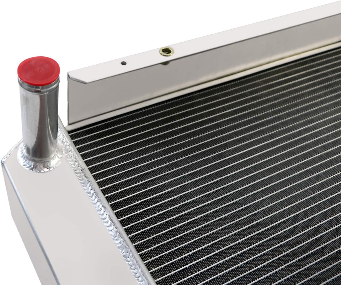 Side view of the radiator core and tank