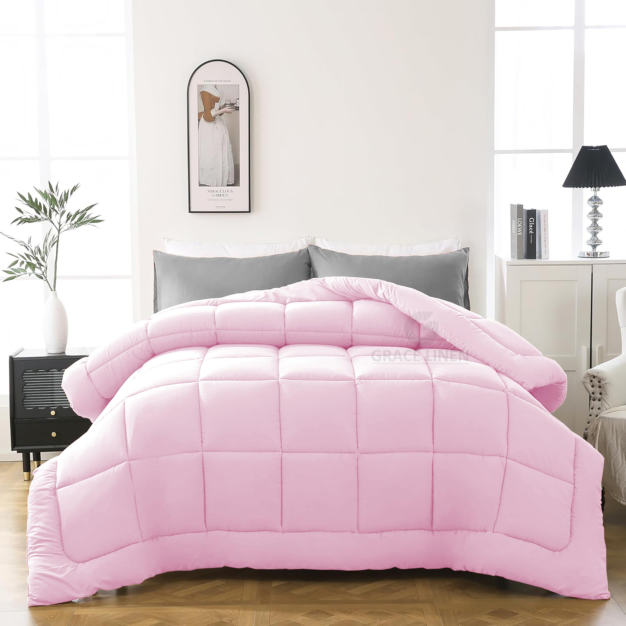 600 GSM Heavy Winter Comforter Double Bed Size (90"X100") - 600 GSM Microfiber Super Soft Fluffy for Winter Comforter/Rajai/Duvet/Blanket Double Bed - Baby Pink Color-image-42
