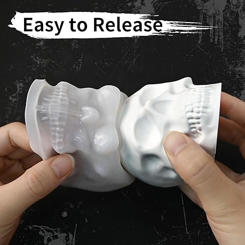 Miniatura 7 de 7 moldes de calavera para resina, juego de moldes de silicona 3D grandes + medianos + pequeños para velas, cera de jabón, arcilla y resina epoxi,