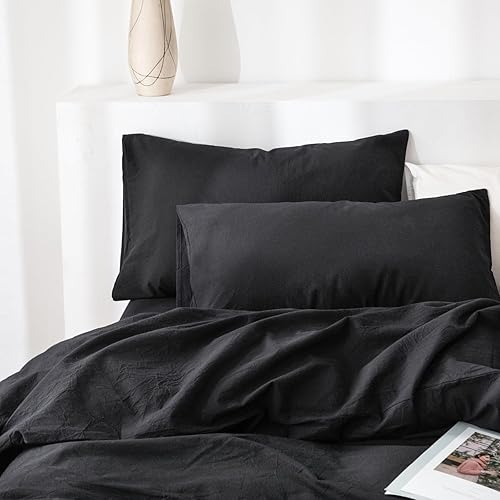 Miniatura 7 de TIPTOE BEAR Juego de funda de edredón tamaño King, 100% algodón lavado, 3 piezas, suave, cómodo, transpirable, elegante, ropa de cama, 1 funda de