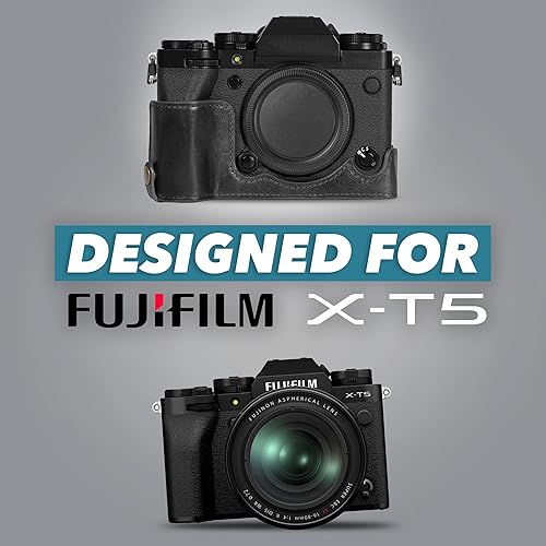 Miniatura 3 de MegaGear Ever Ready - Funda de piel auténtica compatible con Fujifilm X-T5, color negro
