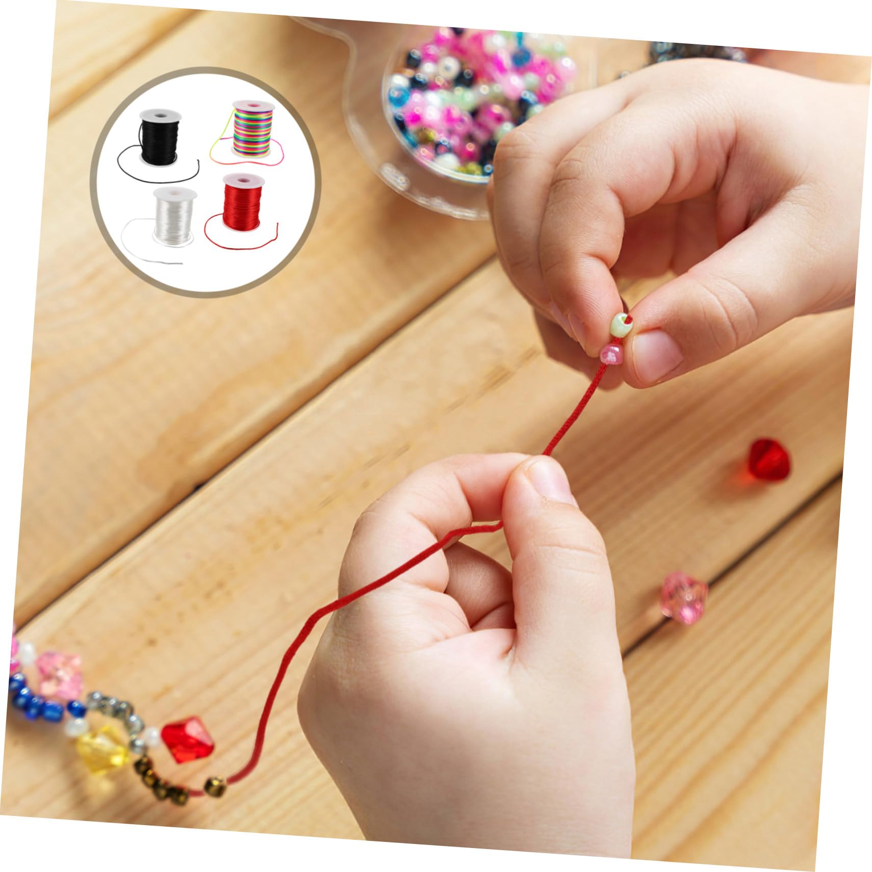 HOMSFOU 4rotoli Cordino in Poliestere Cerato per Creazione di Gioielli Corda Intrecciata per Braccialetti e Collane Spago Artigianale per Progetti Fai da Te Forniture per Perline