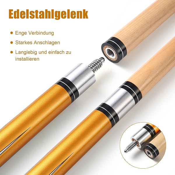 Queue de Billard, 58 Pouces 19 Oz Pool Cue Stick Bâtons de Billard en Bois Dur de Pointes de 13 mm pour Joueur Professionnel de Billard - 4