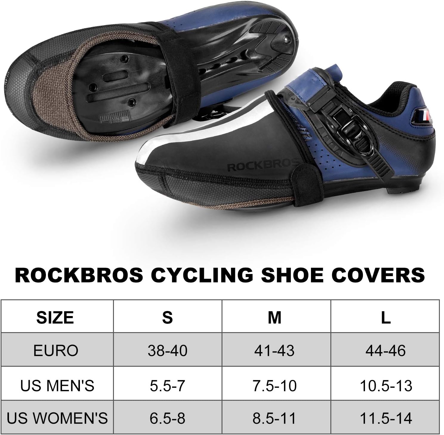 ROCKBROS Cycling Shoe Covers for Men Women MTB Road Bike Winter | Thermal Toe Cover Warmers, Waterproof, Kevlar Protectors, Black