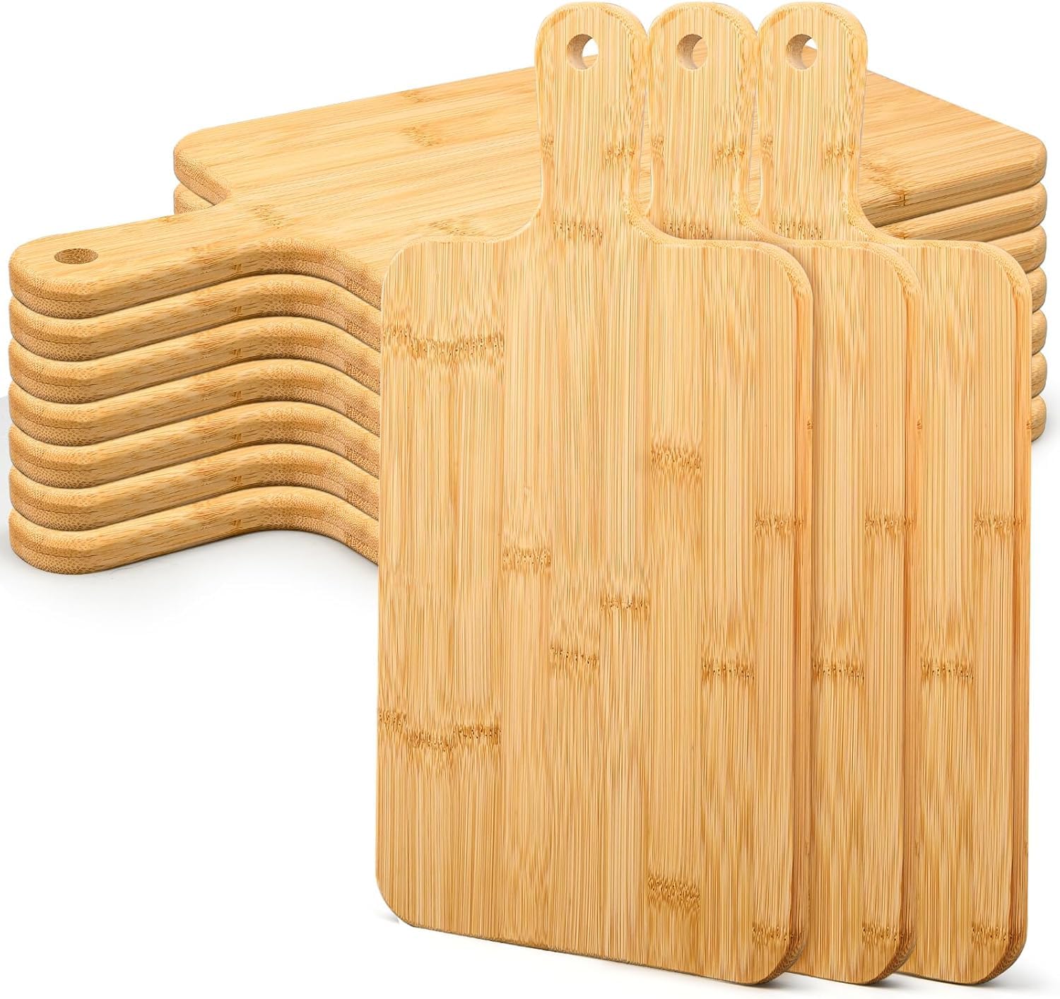 Planches à découper en bois de bambou (lot de 10) avec poignée intégrée