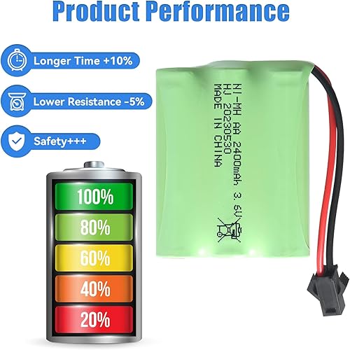 Miniatura 5 de HJ 2 unids 3.6 V 2400 mAh NI-MH 3xAA SM2P batería con cable de carga USB para algún tipo de coche de juguete RC barco avión linterna caja fuerte