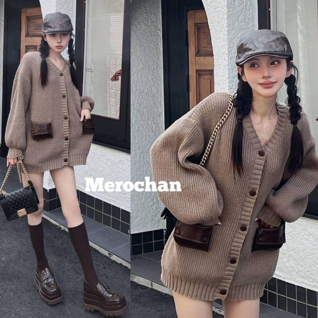 Amazon.co.jp: ダーリッチ レザーコンビオーバーカーディガン