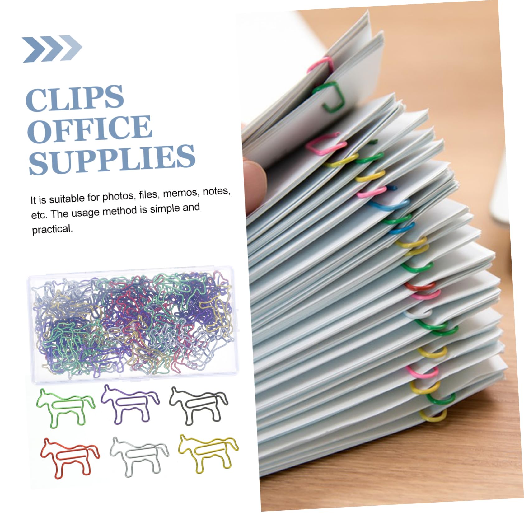 ARTIBETTER 5 Set Fermacampioni Decorativi Colorati Clip Per Ufficio E Scuola Per Documenti E Foto Pratiche E Resistenti Per Colleghi 80 Pezzi * 5