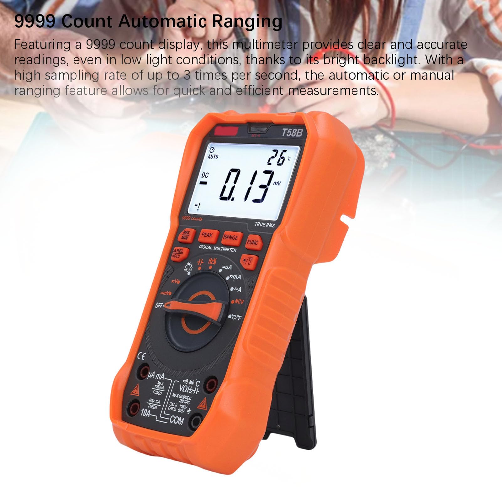 Multimetro Digitale 9999 Counti, T58B Smart CC Ac Tensione Tensione Tester Display Display LED