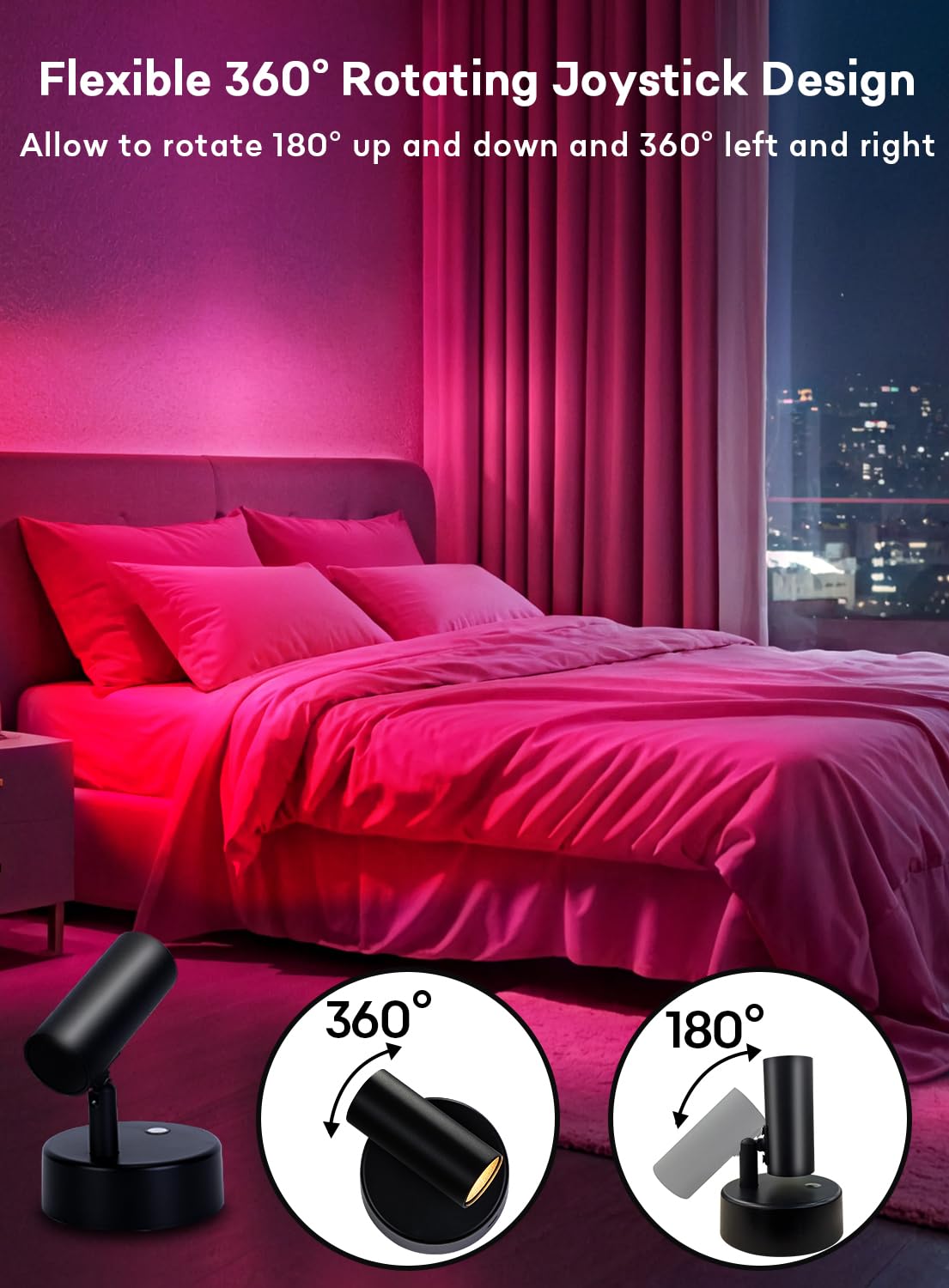 Faretto LED RGBW che cambia colore, batteria ricaricabile da 5000 mAh, telecomando, confezione da 2, nero