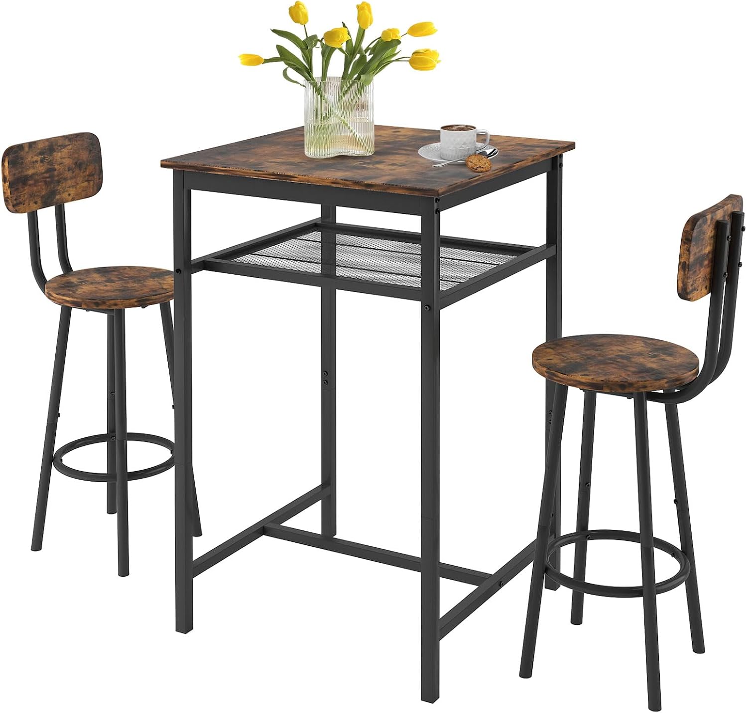 YOFE Bar Table Set for 2, Pub Table High Top Table,3