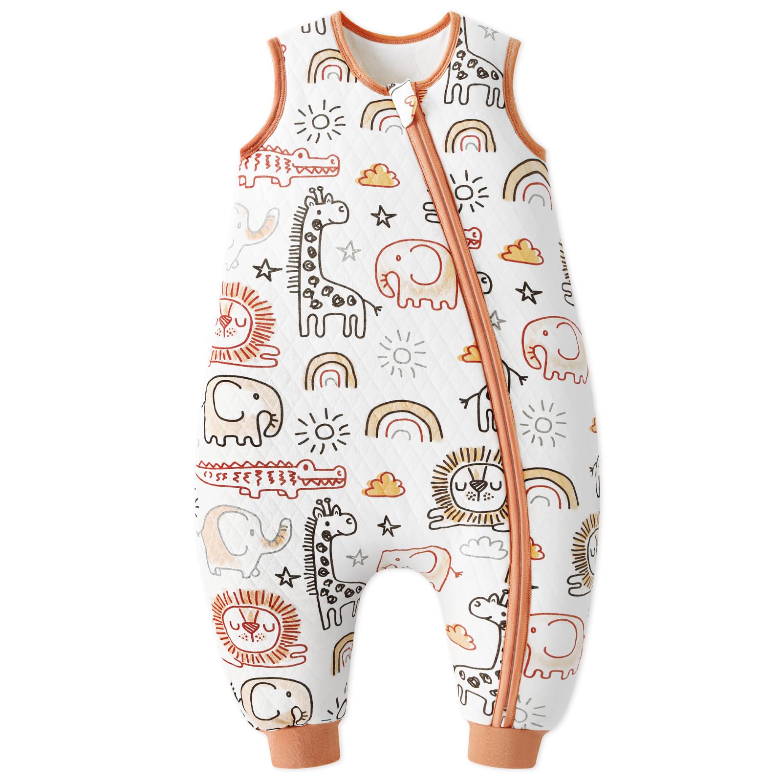 Yoofoss Baby Schlafsack mit Füßen 2.5 Tog Winter Schlafsack Baby mit Beinen Baumwolle Warm Babyschlafsack für 6-18 Monate Kinder Jungen Mädchen 70 cm- Braun Giraffe