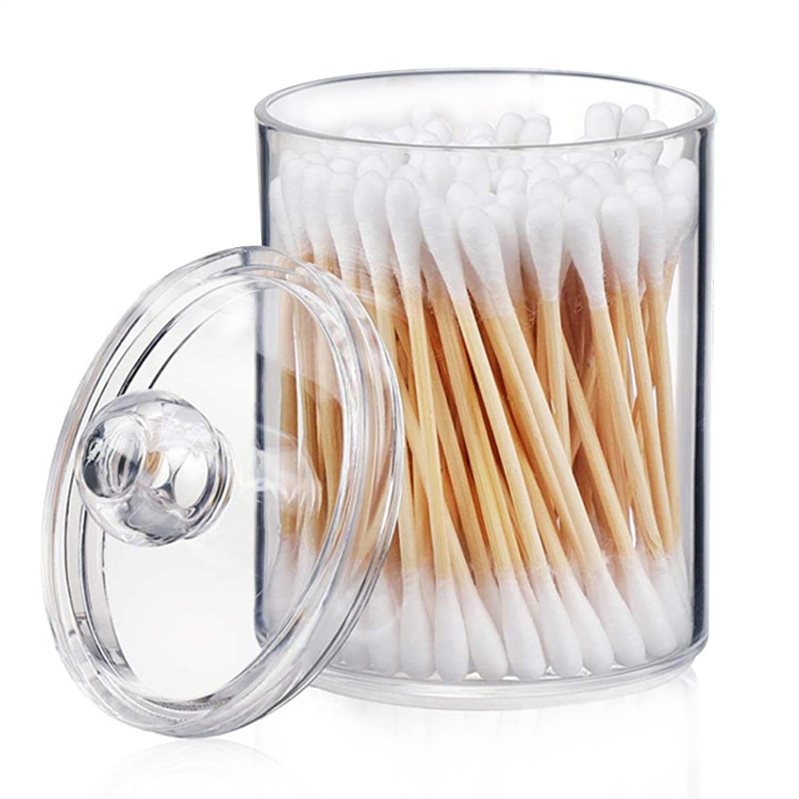2 Piezas Dispensador Discos De Algodon, Organizador De Bolas De Algodón Y Bastoncillos Con Tapa, Recipiente De Almohadilla De Bola Transparente Para Sala De Estar, Dormitorio, Baño
