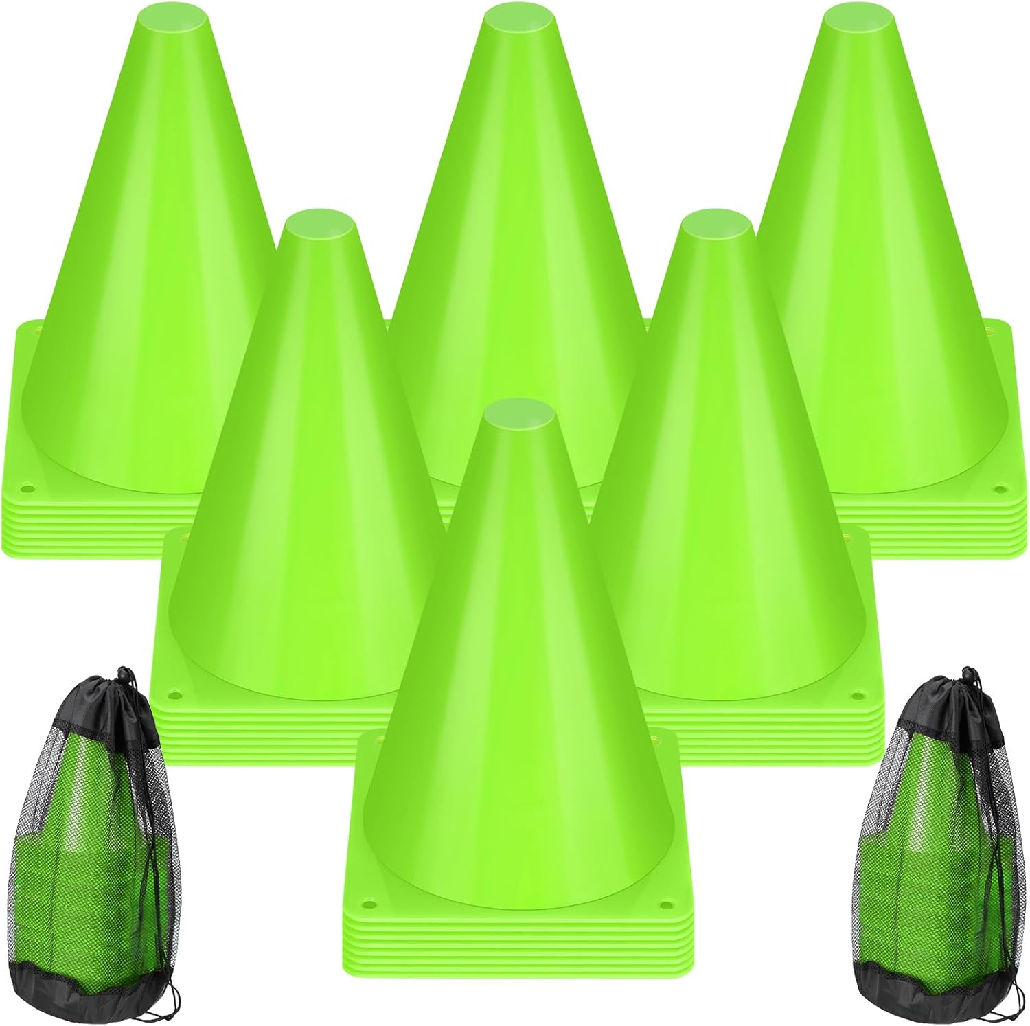 Leelosp 48 Pack 7" or 9" Plastic Traffic Cones Agility Field Marker Soccer/Safety/Sports/Training Cones for Skating Basketball Football Practice Drills Themed Party Decorations