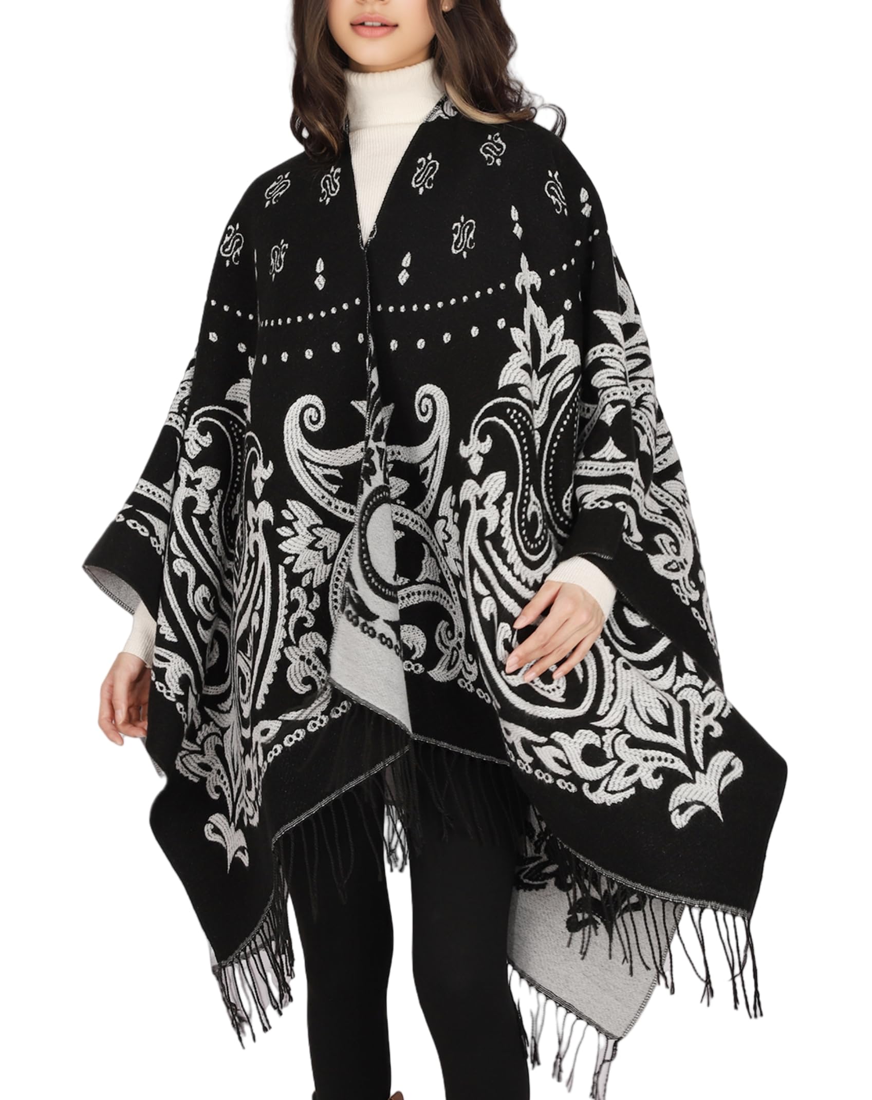 Chal para Mujer, Poncho Abierto, Cárdigan Capa, Suéteres Oversize para Otoño e Invierno