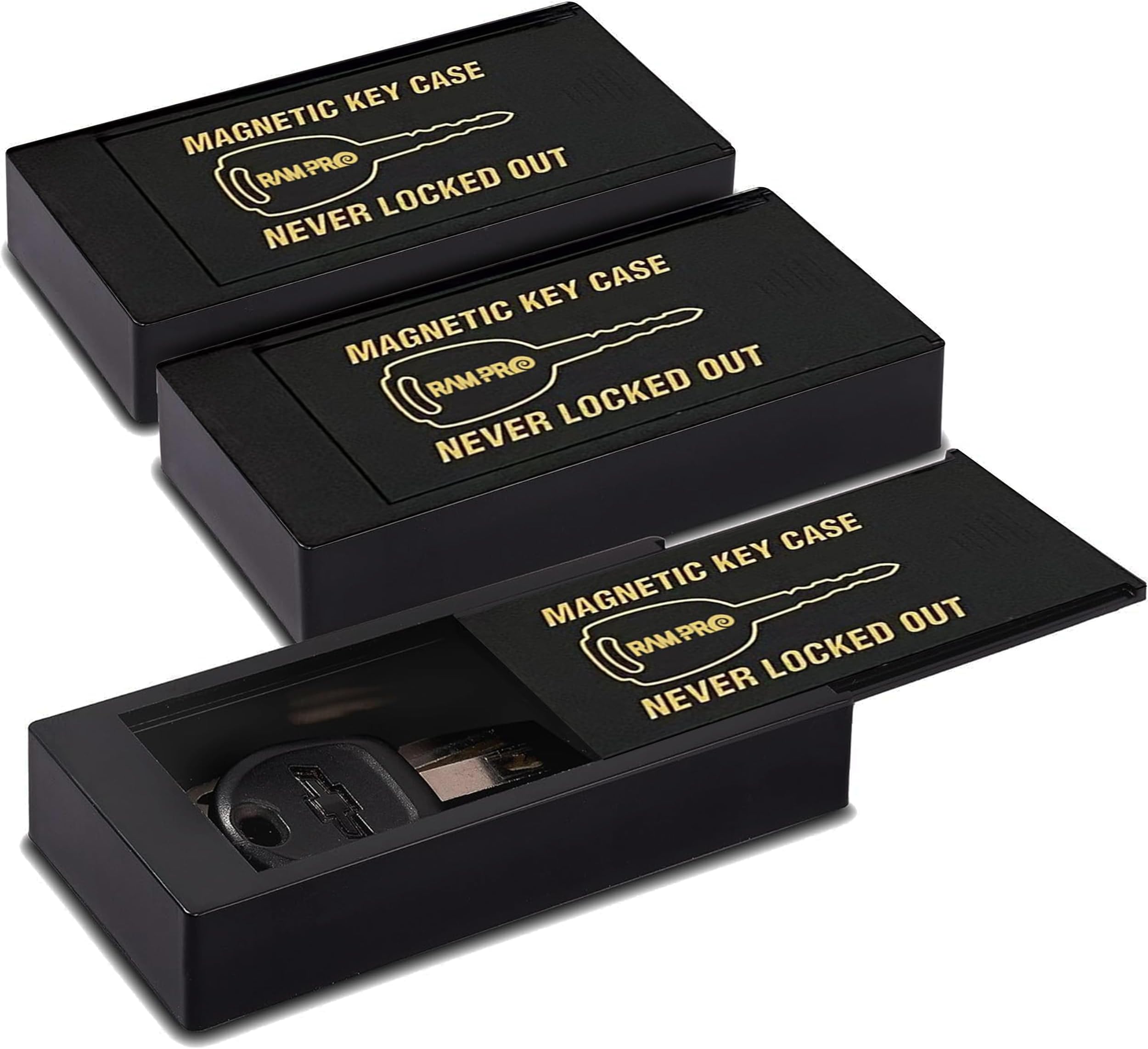 RamPro Hide A Key Magnetic Key Holder Under Car - Hide A Key for Your Car So You Never Lock Out - Plastic Magnet Key Hider to Store a Spare for Your Home, Storage, Office, or Vehicle - 3 pack