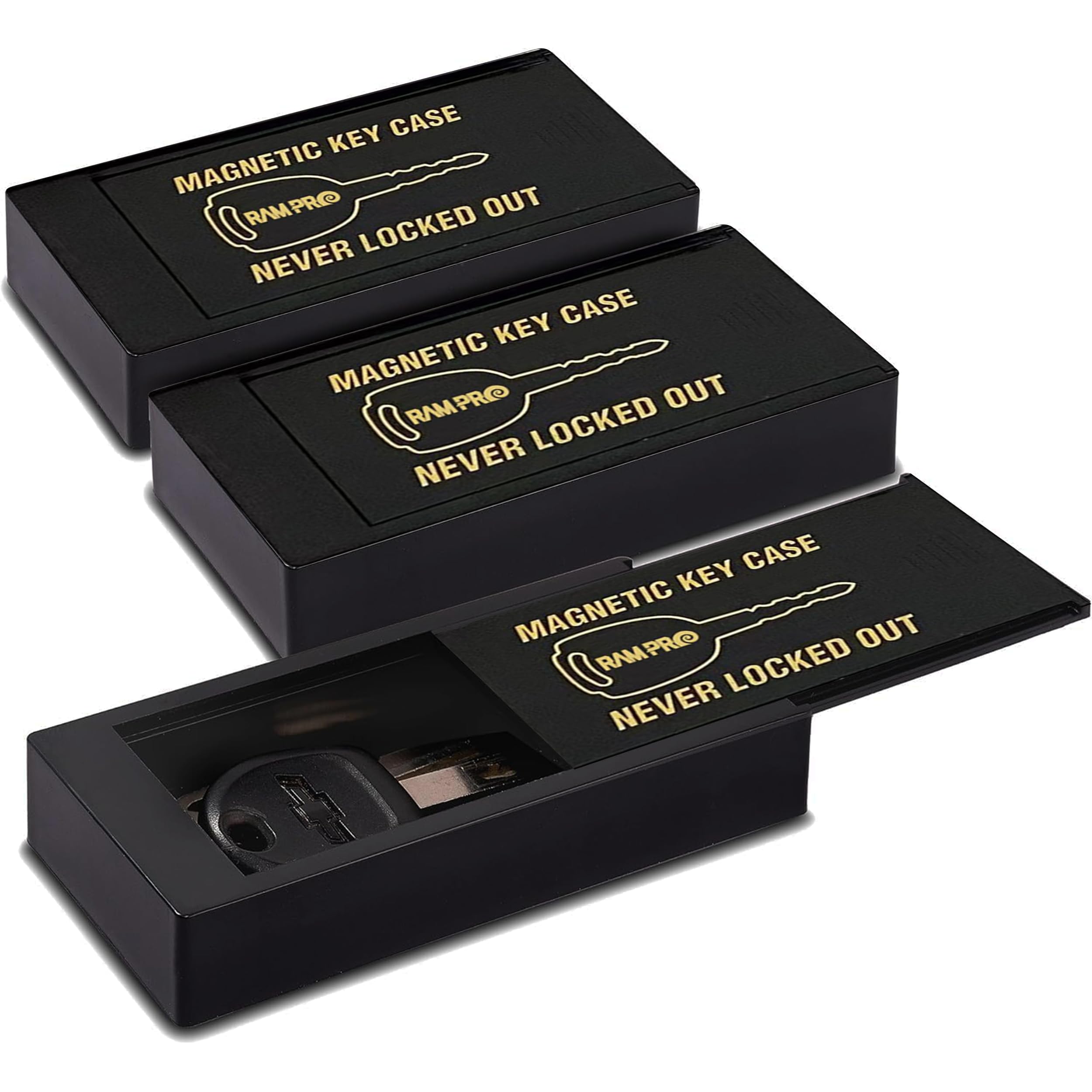 RamPro Hide A Key Magnetic Key Holder Under Car - Hide A Key for Your Car So You Never Lock Out - Plastic Magnet Key Hider to Store a Spare Key for Your Home, Storage, Office, or Vehicle - 3 pack