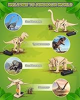 Vista 4 de Poraxy Juguetes de dinosaurio, kits STEM 4 en 1 para niños de 8 a 10 años, juguetes para edades de 8 a 13 años, proyectos de construcción de ciencia