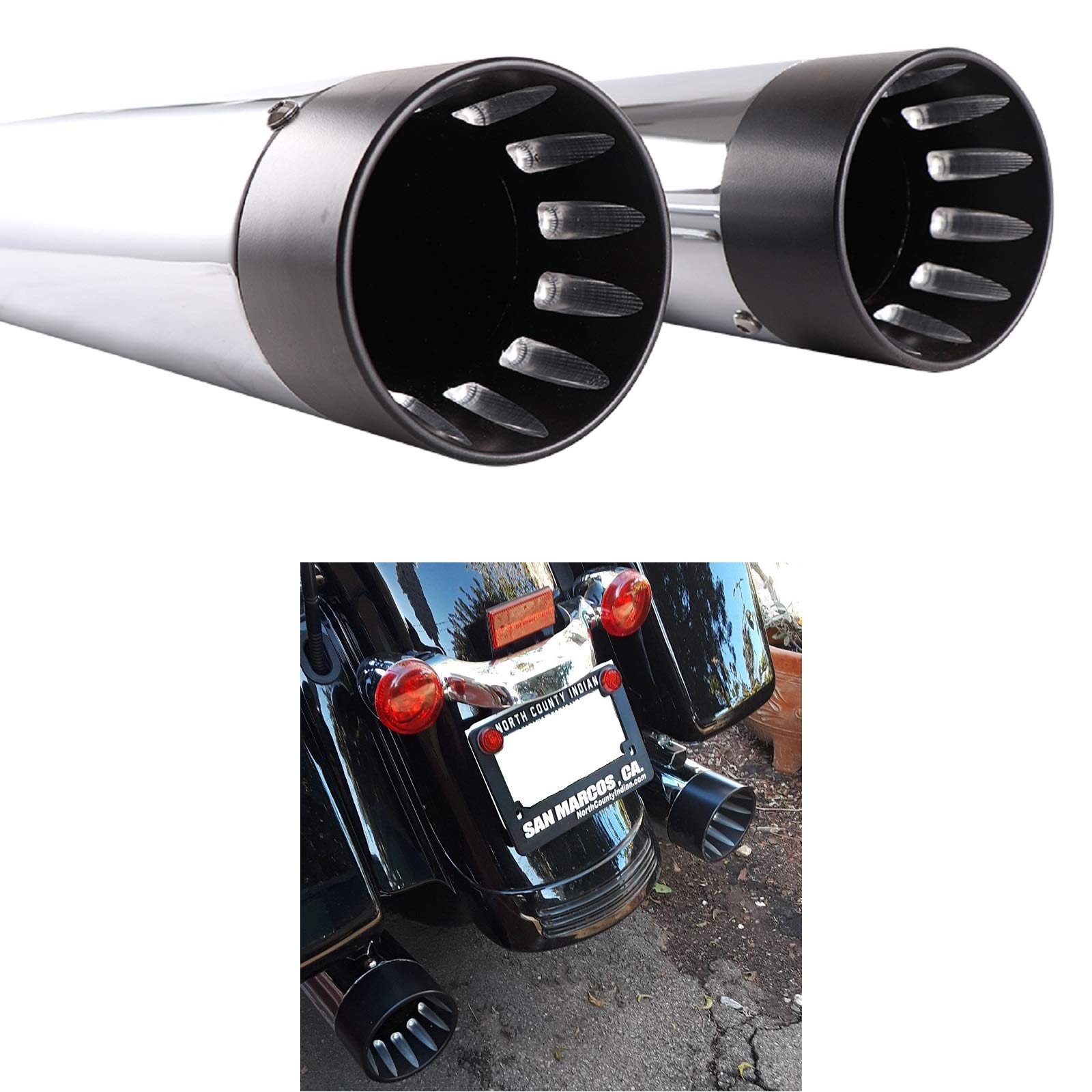 Buy Slip on Mufflers for Harley Touring by Handmo, Nonbaffled Loud