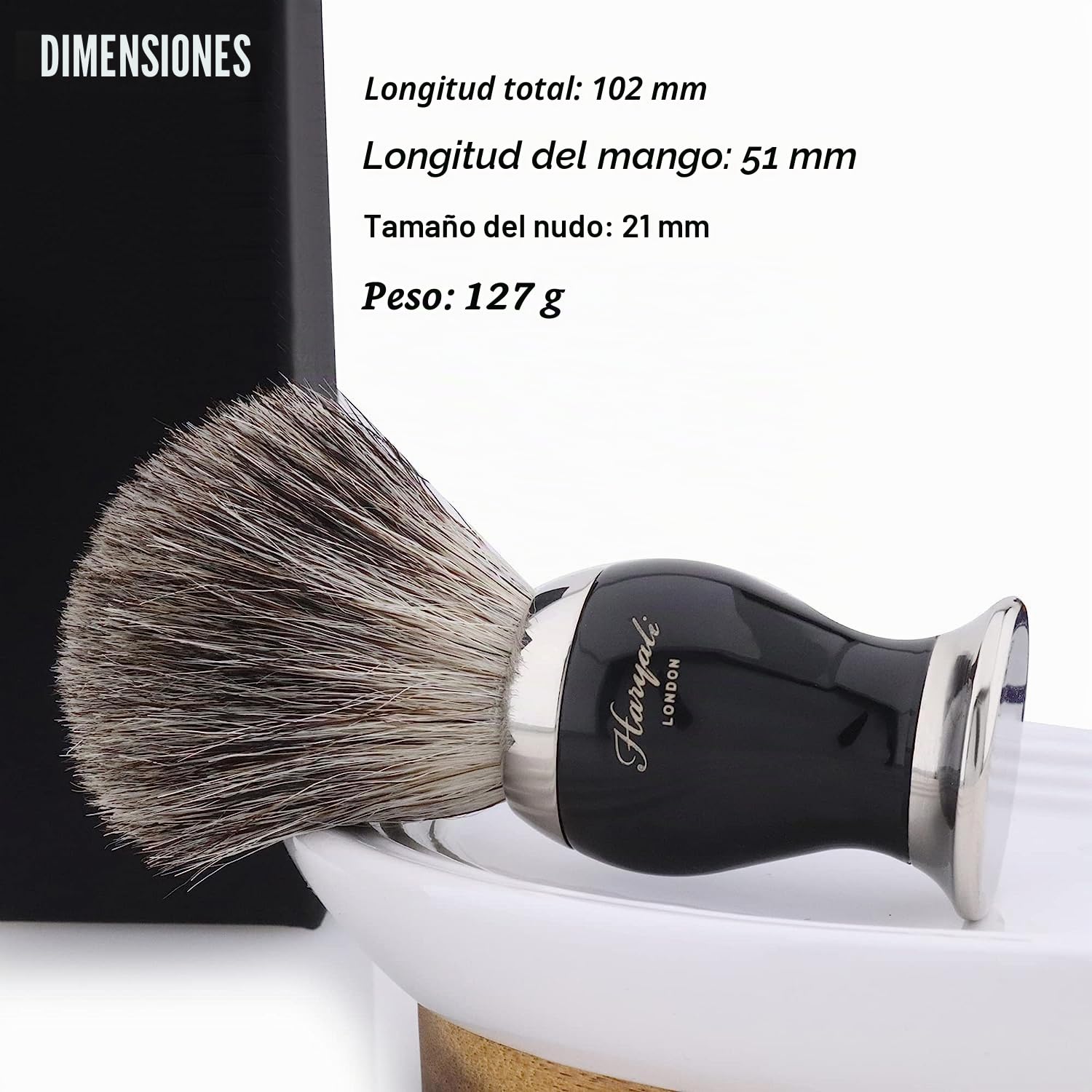 Haryali London Brocha de afeitar – Pelo de tejón puro – Cepillo de afeitar de lujo para hombres – Exfoliante Natural Cerdas – para hombres