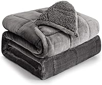 Cottonblue 15 lbs Queen Weighted Blanket 60x80 Sherpa Fleece Grey - Calming Sleep Aid for Adults, Soft Shaggy Sherpa Heavy Blanket
