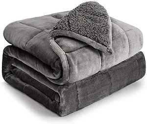 Weighted Blanket 20Inches x 30Inches 03lb, Flannel Cozy Plush Weighted Lap Blankets, Fuzzy Sherpa Weighted Blankets, Soft Travel Blanket for Sofa Bed, Grey
