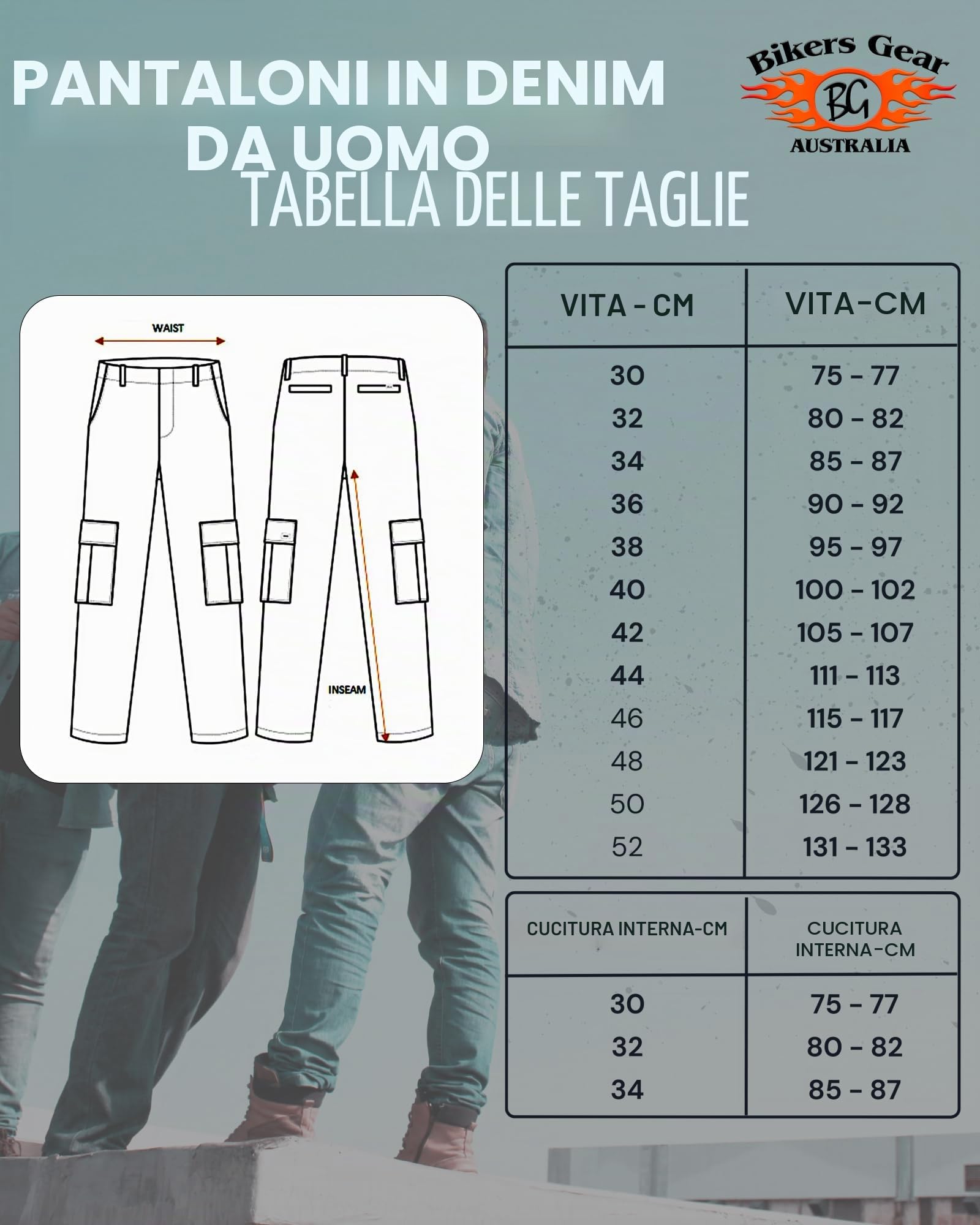 Bikers Gear Australia New Modern Chino Style Kevlar Foderato Jeans Moto Protettivi con CE 1621-1 Protezione