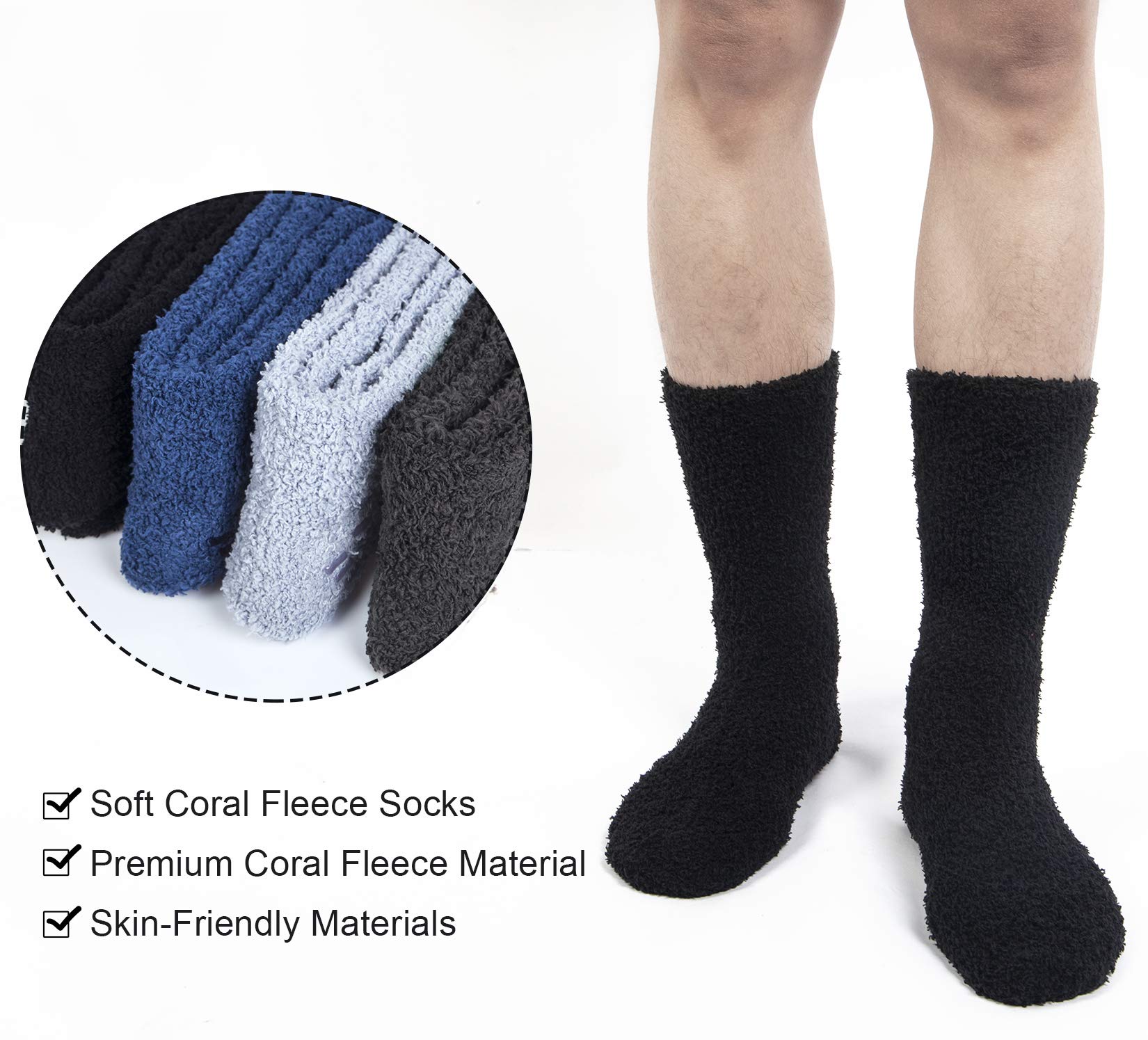 Chalier Cozy 4 Pares de Calcetines Mullidos Térmicos Antideslizantes de Invierno para Hombre y Mujer - Cálidos para el Hogar, Talla Única
