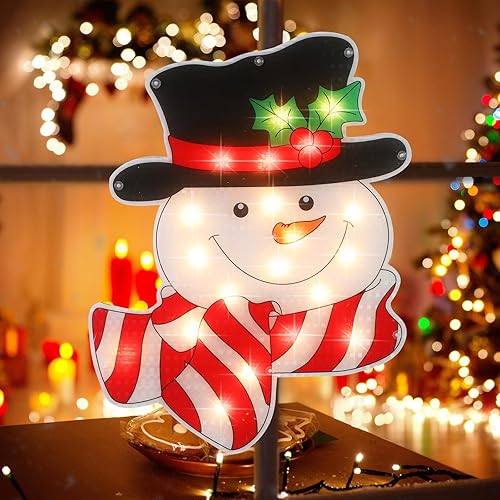 Miniatura 29 de LAMPHOME Silueta de ventana de Navidad con forma de copo de nieve de 17 pulgadas, 20 L, decoración para fiestas, hogar, patio, césped, jardín