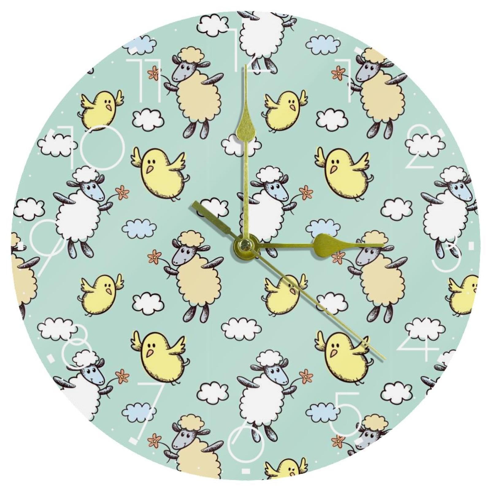 Horloge murale silencieuse 25cm animaux pour cuisine et école