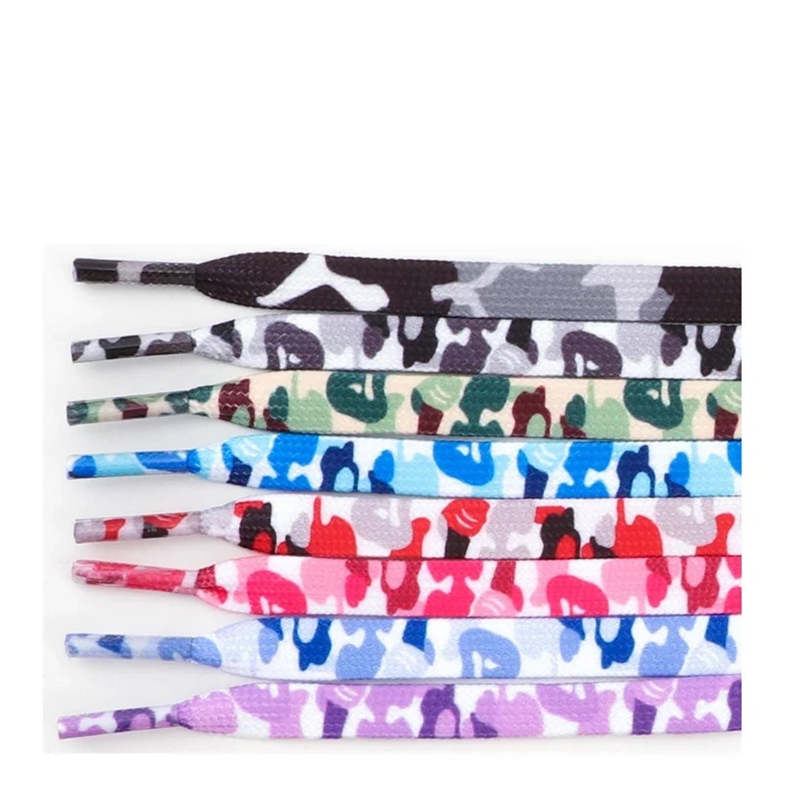 10 Paar bunte Schnürsenkel mit Aufdruck, flache Für Sneaker