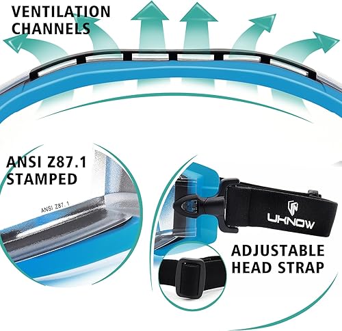 Miniatura 5 de UKNOW Gafas de seguridad para usar sobre gafas Lente transparente antivaho Protección ocular certificada ANSI Z87.1 para trabajo de laboratorio,