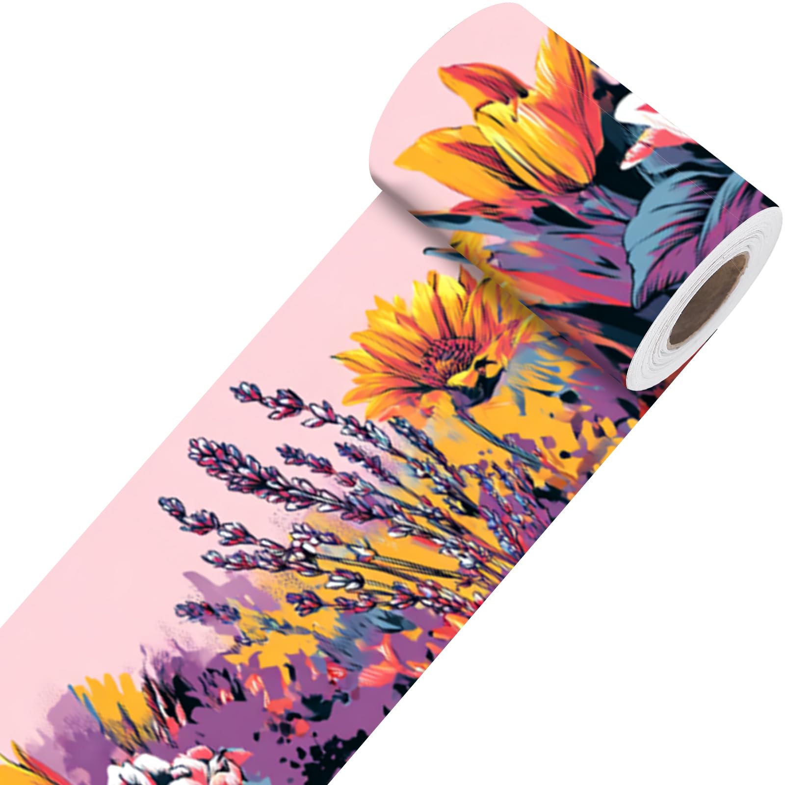 Nuxovilar Pink Purple Floral Field Peel Stick Border PVC 3.94x16.4'