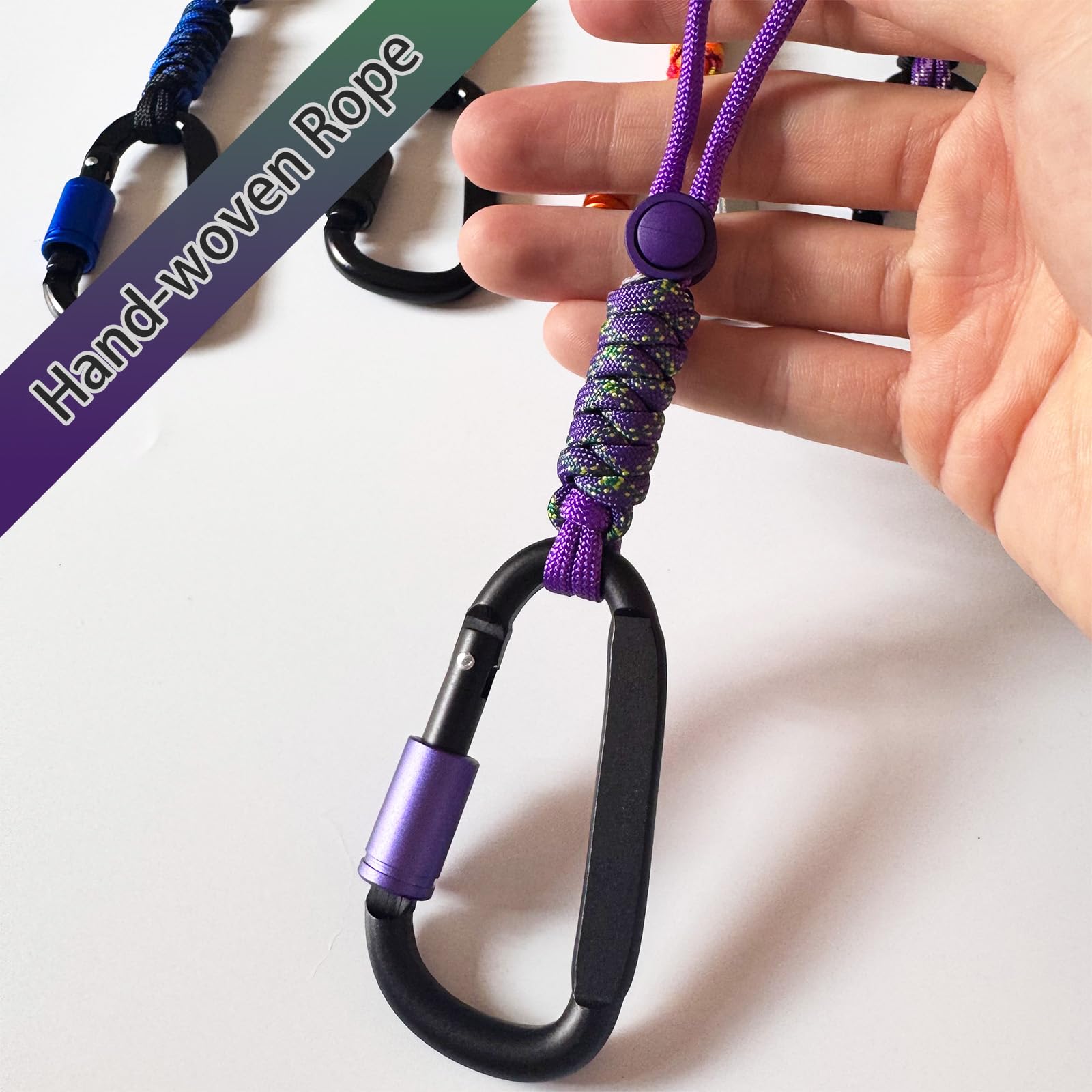 Paracord Schlüsselanhänger Karabiner Clip - D-Ring Lanyard Haken für Wasserflasche, Schlüssel, Rucksäcke und mehr