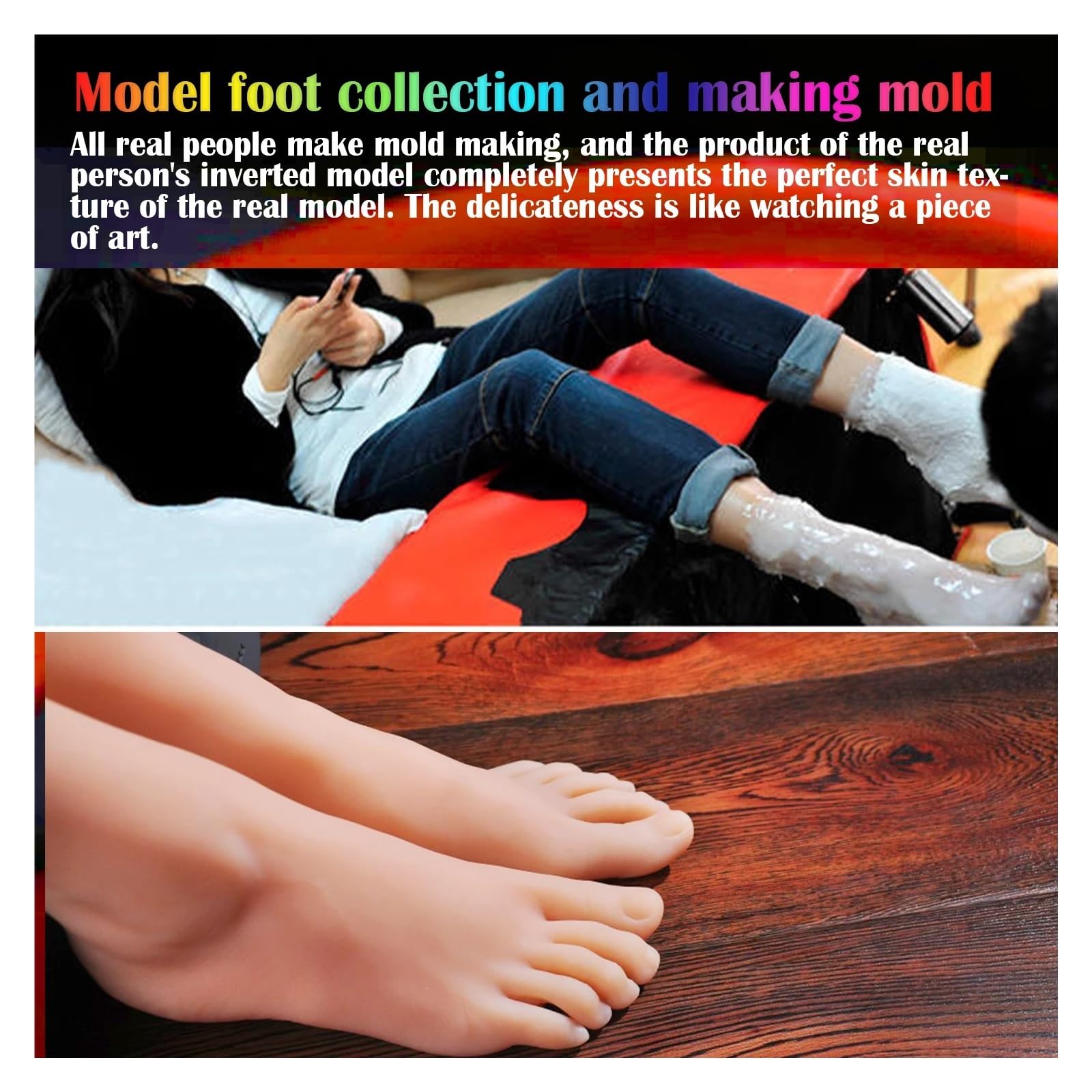 Maniquí Dedos De Los Pies Delgados Modelo De Pie, Pies Griegos Calcetines De Zapatos for Arte Exhibición De Uñas Falsas Tarsel Silicona Fetiche De Pie Femenino 3901(Skin All Silicone,One Pair)