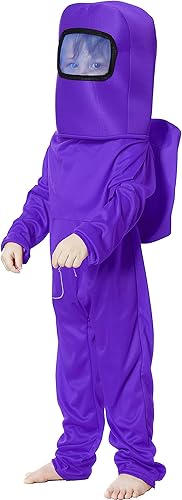 Noucher Disfraz de astronauta para niños, traje espacial rojo y azul, mochila de Halloween, disfraces de cosplay para niños de 3 a 10 años